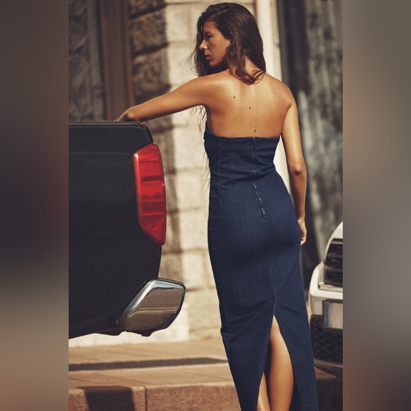 Zara ZW Strapless Denim Dress - Picture 15 of 17